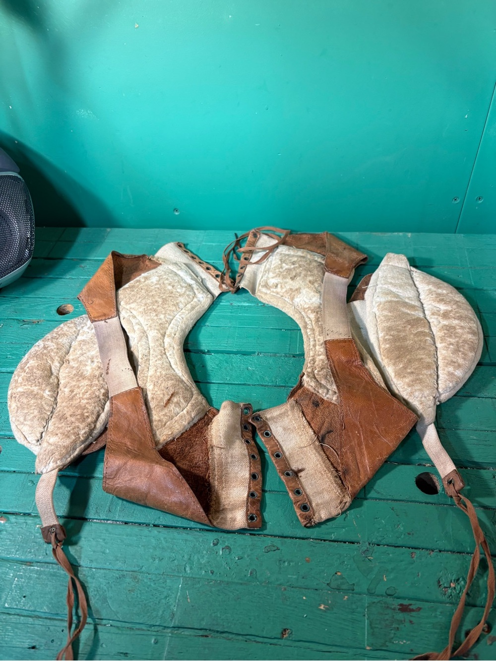 Vintage Leather Football Shoulder Pads – Early 20th Century Athletic Gear